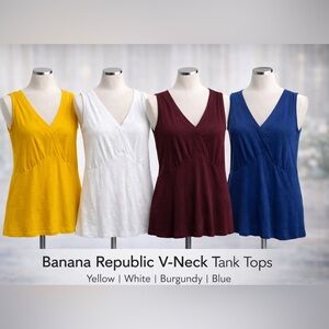 Banana Republic Tank Tops in Yellow, White, Burgundy, and Blue